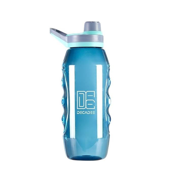 DECADEE 1000ml BPA-Free Water Bottle Leakproof, Quality Haul Non-Slip Sports Water Bottles with Brush for Kids Adults Home Gym Outdoor Travel Blue