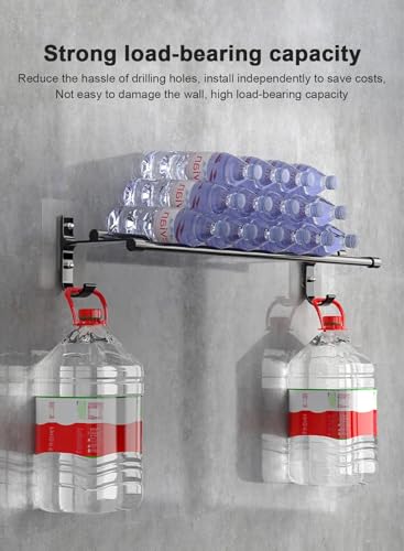 URbazaar Bathroom Towel Bar Holder,Useful Towel Rack Set,Wall Mounted Towel Hanger| Self-adhesive. Strong load-bearing, Sturdy Toilet Bathroom Bath Towel Cleaning Tools Holder (Black, 60 cm/23.6 inch)