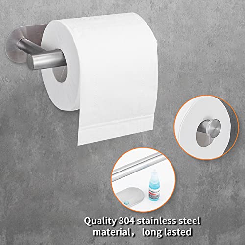 5 Pieces Wall Mounted SUS304 Stainless Steel Bathroom Towel Rack 40cm 16" Towel Rails Towel Holder, Toilet Paper Holder and Robe Hooks Bathroom Accessories Set (Bathroom Set, Brushed Finish Silver)