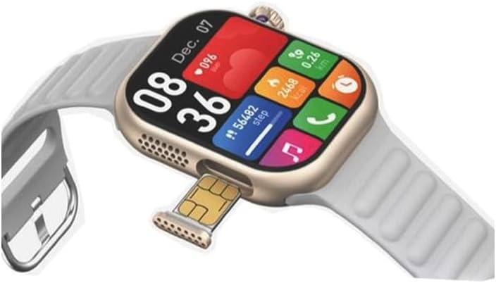 Telzeal TC42 AMOLED 4G 2.2 Inch AMOLED Display Smartwatch with 8MP Camera Sim card Slot 3 Pair Straps and Charging Cable Designed for Ladies and Gents (Silver)