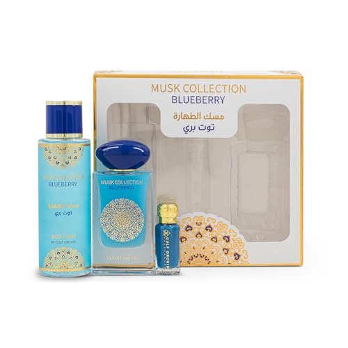 Gulf Orchid Musk Collection Blueberry Perfume Gift Set Body Mist 250ml Concentrated Perfume Oil 12ml Eau De Parfum 60ml Perfumes for Men Perfume for Women