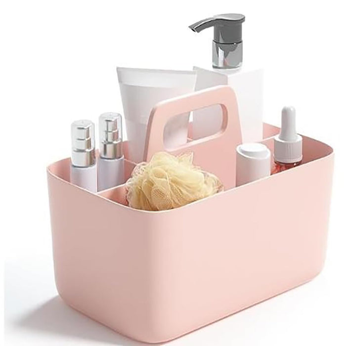KASTWAVE Plastic Shower Caddy Organizer, Bathroom Caddy Basket with Handle, Portable Small Shower Caddy Dorm for Bath Shower Makeup Cleaning Desk Storage, Pink