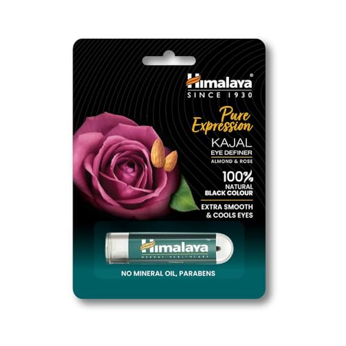 Himalaya Since 1930 Kajal 100% Natural Black Color Is Fortified with Rich Damask Rose and Almond Oil - 2.7g