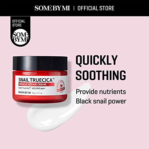 Some By Mi Snail Truecica Miracle Repair Cream | 60g | Made From Snail Mucin For Sensitive Skin | Daily Repair Face Moisturizer For Acne Marks & Strengthen Skin Barrier