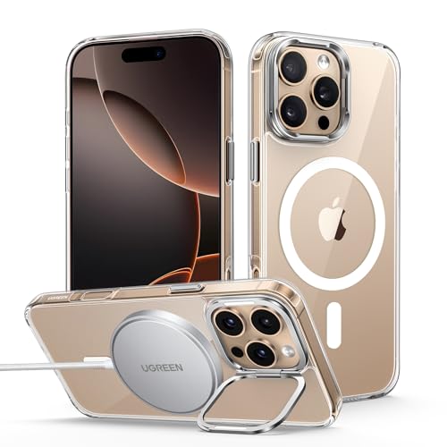 UGREEN iPhone 16 Pro Max Case MagSafe (MagU), Innovative Camera Lens Stand, MIL-Grade Protection, Anti-Scratch Clear Cover with Kickstand, Slim Thin Phone Case for iPhone 16 Pro Max 6.9" Accessories
