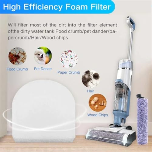 DEMULAX 2 Brush Rolls +4 Replacement Filter Foams, for Shark, for HydroVac/Cordless Pro 3in1 Vacuum Mop Anti, Replace Part #WDB1F2 Robot Vacuum Mop Pad(4 Pcak)