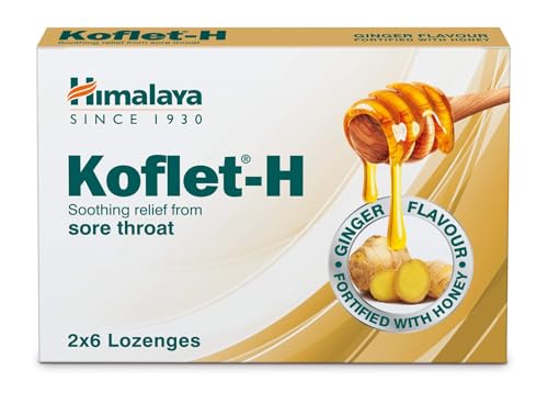 Himalaya Since 1930 Herbals Koflet H, Ginger Flavor, Soothing Relief From Sore Throat Pain, Contains Real Honey, Herbal Lozenge