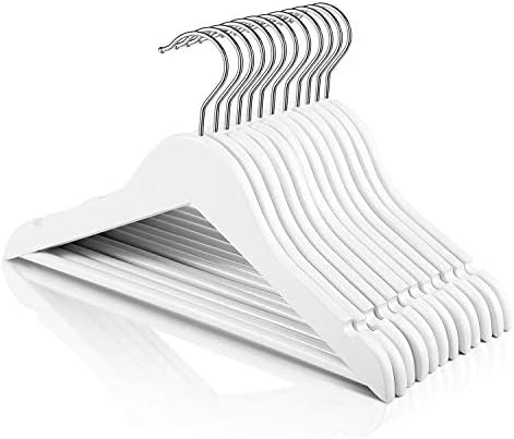 HOUSE DAY Wooden Baby Hangers for Closet 10 Pack, Premium Kids Wooden Hangers for Baby Clothes, Baby Coat Hangers with 360° Swivel Hook, Durable Toddler Hangers Childrens Hangers, White
