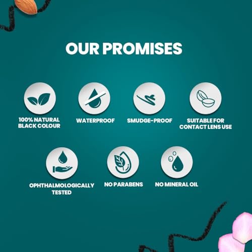 Himalaya Since 1930 Kajal 100% Natural Black Color Is Fortified with Rich Damask Rose and Almond Oil - 2.7g