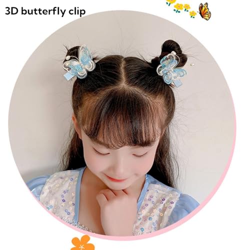 HONPOLO Butterfly Hair Clips for Girls - Adorable 3D Butterfly Hair Accessories, for Little Princesses, 6-Pack with 2 Pink, 2 Blue, and 2 Purple Clips, Cute Hair Pins for Hairstyles, Fun Hair Decor