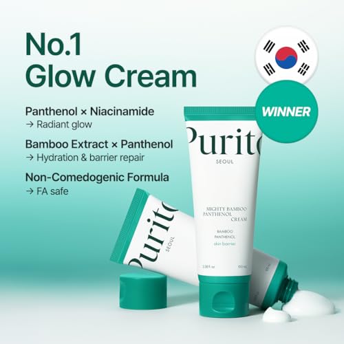 PURITO Mighty Bamboo Panthenol Cream, Glow Cream, Skin Barrier Repair, for All Skin Types, Daily Face Moisturizer, Glass skin, Vegan, Korean Skin Care 3.38fl.oz / 100ml