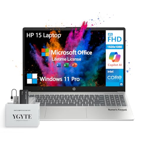 2025 HP 15.6 Laptop Computer,Intel 10-Core i5 Laptop Lifetime Office,College Students Business Laptop 15 Inch FHD,32GB RAM 1.5TB Storage (1TB SSD+512GB PSSD),Windows 11 Pro Copilot AI,Number Pad,USB-C