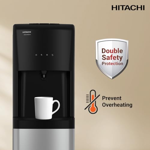 HITACHI UV Sterilization Water Dispenser, Bottom Loading, High-efficiency compressor cooling, Hot&Cold, Ambient Temperature, Floor Standing Water Cooler, Child Safety lock, UV LED-HWDB50000SV