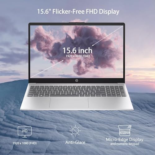 HP 15.6" Laptop, 13th Gen Intel Core i5-1335U, 16GB RAM, 512GB SSD, FHD Anti-Glare Display, Webcam, Numeric Keypad, Wi-Fi, Bluetooth, HDMI, 32GB USB Card, Windows 11 – Silver