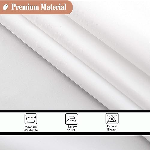 UFRIDAY Fabric White Shower Curtain with Mesh Window, Waterproof Bathroom Curtain with Weighted Bottom Hem, Machine Washable, 72 x 72 Inch