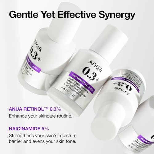 ANUA Retinol 0.3 Niacin Renewing Serum, For Anti-Aging with Hydration, Textured & Glass skin, 5% Niacinamide, Retinol For Face, Gentle for Beginner, Korean Skin Care, 30ml /1.01 fl.oz.