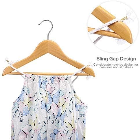 HOUSE DAY Premium Kids Wooden Hangers for Baby Clothes - 10 Pack, 360 Swivel Hook, Durable Toddler Hangers, Natural