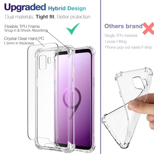 KIOMY Galaxy S9 Case Crystal Clear Shockproof Bumper Protective Case for Samsung Galaxy S9 Transparent Pure TPU Slim Fit Flexible Cell Phone Back Covers