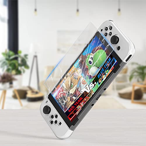 HEYSTOP Case Compatible with Nintendo Switch OLED Model, 9 in 1 Accessories Kit for 2021 Nintendo Switch OLED Model with Dockable Protective Case Cover, HD Switch Screen Protector and Thumb Grip Caps
