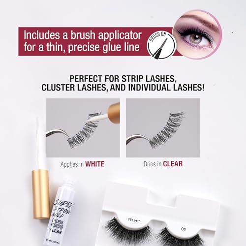 i-Envy by KISS Super Strong Hold Eyelash Adhesive, Waterproof Long-Lasting Strip Lash Glue, Natural-Looking Allergy & Latex Free with Brush Applicator (Clear)