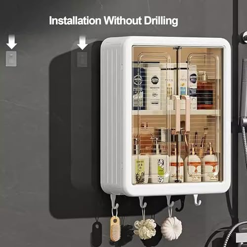 HIKKY Bathroom Storage Cabinet,Wall Mounted Bathroom Cabinet Storage Shelf,Double Door Medicine Cabinet, Space Saving Bathroom Wall Cabinet,Utility Cabinet Organizers Bathroom Storage Cupboards