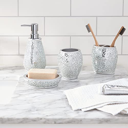 Sweet Home Collection Bathroom Accessories Unique Collections Modern Classic Contemporary Decorative Beautiful Designs Bath Shower Tub Décor, 4 Piece Set, Glamour