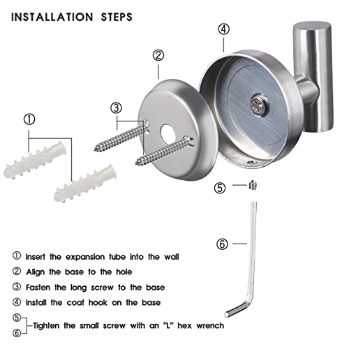 KASTWAVE Wall Towel Hooks Coat Hook Bathroom Matte Black Robe 304 Stainless Steel Heavy Duty Door Hanger Towel Robe Clothes Cabinet Closet Sponges Hook Bathroom Bedroom Kitchen Hotel Pool