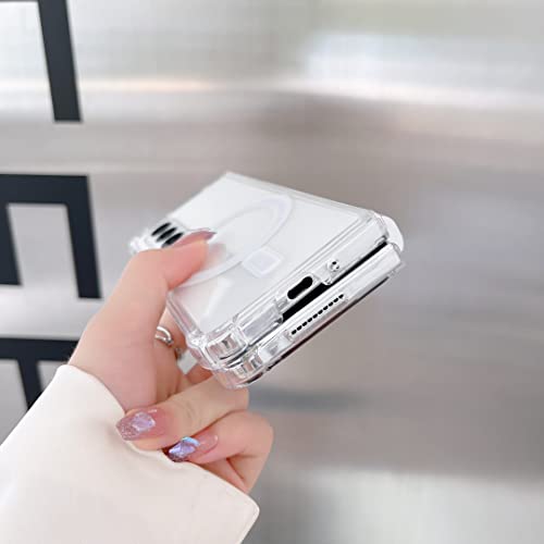 Magnetic Clear Case for Samsung Galaxy Z Fold 4 5g, Compatible with Card Wallet and Wireless Charger, Transparent Shockproof and Drop-Proof Hard PC Phone Cover