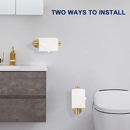 NearMoon Toilet Paper Holder Self Adhesive, Premium Thicken SUS304 Stainless Steel Rustproof Adhesive Toilet Roll Holder no Drilling for Bathroom, Kitchen, Washroom (1 Pack, Brushed Gold)