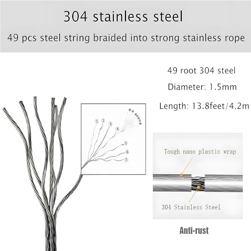 Aputue Retractable Clothesline, Self Adhesive Wall Mounted Telescopic Clothesline for Hanging Clothesline in Hotels, 4.2M Retractable Clothesline Indoor Stainless Steel Adjustable