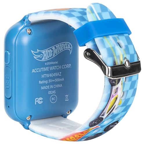 Hot Wheels Interactive Kids Smartwatch – Touchscreen Watch with Camera, Games, Voice Recorder, Step Tracker, Alarm & Timer – Racing-Inspired Design, USB Rechargeable – Fits Wrists 5.5" to 8", Blue