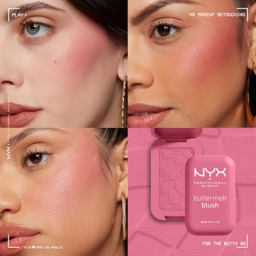 NYX Professional Makeup Buttermelt Blush, Powder Blush, up to 12 H Wear, Fade & Transfer Resistant, For The Butta.