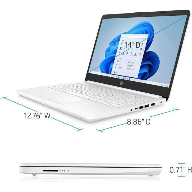 HP 14s Laptop with 14" Diagonal HD Touch Screen Display - Intel Pentium Silver N5030 Processor - Intel UHD Graphics- Backlit keyboard - 8GB DDR 4 Ram - 512GB NVMe SSD Win 11 - Snow White