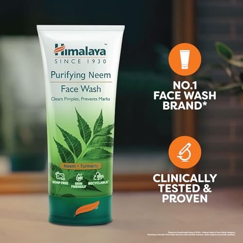 Himalaya Purifying Neem Face Wash 2X150ml - Helps Fight Pimples & Prevent Marks, Reduces Breakouts, Ideal for Oily & Combination Skin