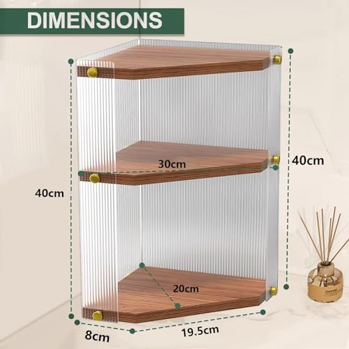 Baoly 3-Tier Bathroom Organizer Countertop - Skincare and Makeup Corner Wall Shelf, Solid Wood Triangular Light Luxury Tray, Kitchen Corner Standing Rack