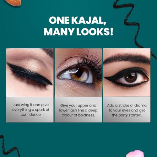 Himalaya Since 1930 Kajal 100% Natural Black Color Is Fortified with Rich Damask Rose and Almond Oil - 2.7g