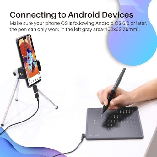 HUION HS64 Graphics Drawing Tablet Battery-Free Stylus Android Windows macOS with 6.3 x 4 in Working Area Pen Tablet for Linux, Mac, Windows PC and Android