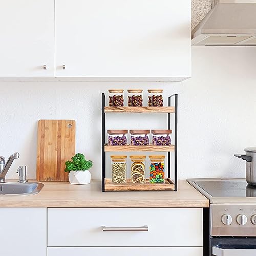 OFRANK 3-Tier Countertop Organizer for Bathroom Counter Stylish Wood Bathroom Vanity Organizer Shelf Storage - The Perfect Addition to Your Bathroom Counter Decor (3 Tiers)