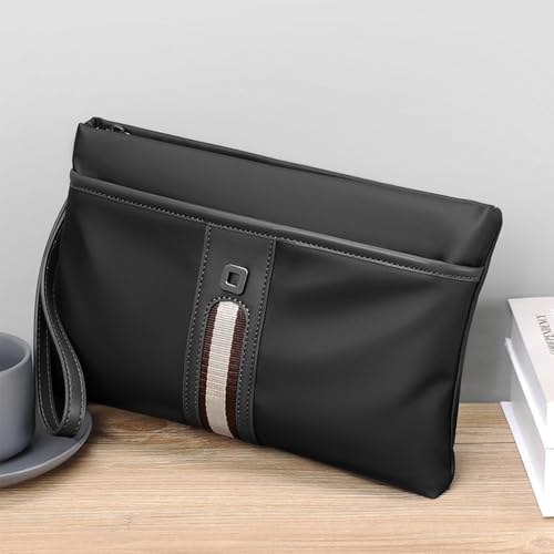 iCozzier Men's Oxford Clutch Bag Large Capacity Business Clutch Bags Wallet Pockets with Zipper Wallets for Men with Wrist Strap Wrist Bag Work Travel Casual