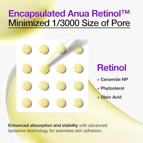 ANUA Retinol 0.3 Niacin Renewing Serum, For Anti-Aging with Hydration, Textured & Glass skin, 5% Niacinamide, Retinol For Face, Gentle for Beginner, Korean Skin Care, 30ml /1.01 fl.oz.