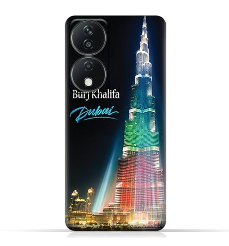 AMC Design TPU Mobile Case Cover compatible with Honor X7b model with Burj Khalifa Illuminated Pattern