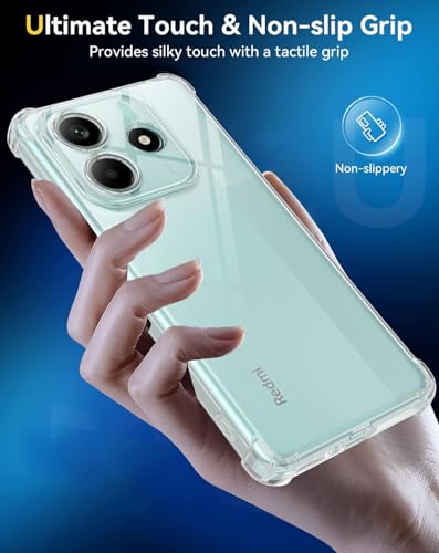 Clear Silicone Case for Xiaomi Redmi Note 14 4G with Shockproof Protective Corners, Soft Thin Transparent Protective Case, Flexible TPU Transparent Mobile Phone Case, Scratch-Resistant Case Cover
