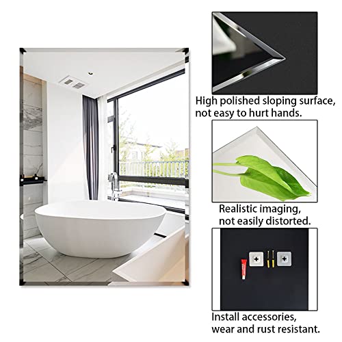 MUMOO BEAR Bathroom Mirror Vanity Makeup Mirror Wall Mounted Frameless Rectangular Mirror for Bathroom Vanity Bedroom Dressing Table Vertical or Horizontal Hanging (70 * 90cm, Clear)