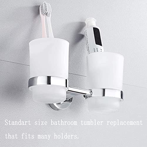 HANQ Toothbrush Cup, 2pcs Glass Tumbler Toothbrush Mug Replacement for Wall Mounted Toothbrush Holder, Mouthwash Cup for Bathroom Accessories (Transparent)