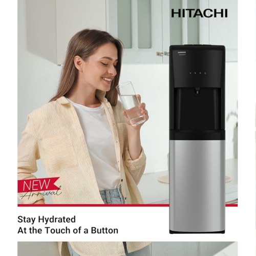 HITACHI UV Sterilization Water Dispenser, Bottom Loading, High-efficiency compressor cooling, Hot&Cold, Ambient Temperature, Floor Standing Water Cooler, Child Safety lock, UV LED-HWDB50000SV