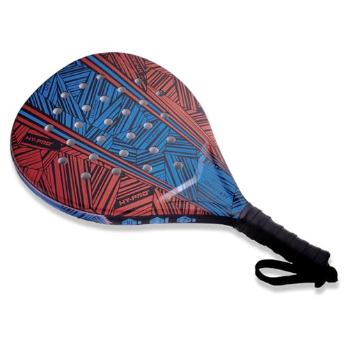 Hy-Pro Padel Racket, Red and Blue Design, Lightweight ABS Foam Construction, with Wrist Strap
