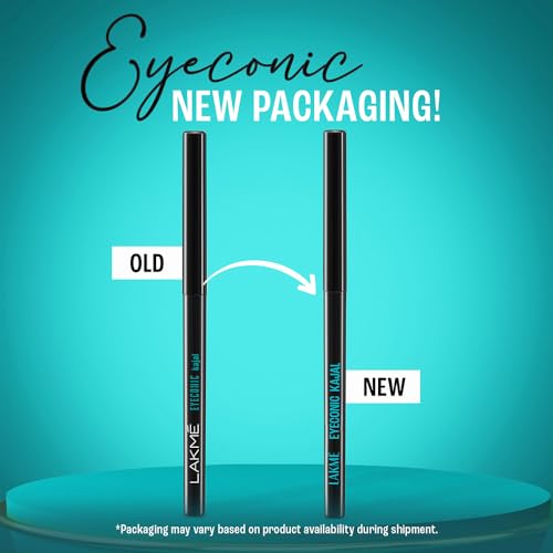 LAKMÉ Eyeconic Black Kajal, Matte Kohl Liner in a Twist Up Pencil - Waterproof, Smudge Proof & Long Lasting Eye Makeup, 0.35 g