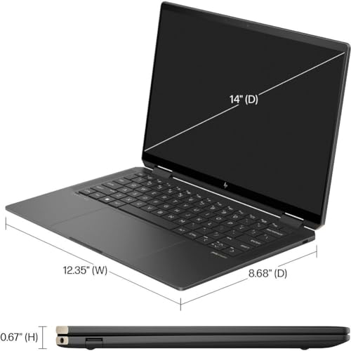 HP 2024 Spectre x360 2-in-1 14” 2880x1800 Touch Laptop 16-Core Intel Evo Core Ultra 7 155H Arc Graphics 16GB LPDDR5 1TB SSD Thunderbolt 4 WiFi AX BT Webcam BL KB Fingerprint WIN11(Upgraded)
