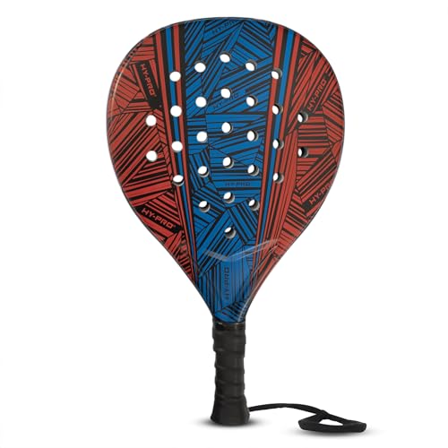 Hy-Pro Padel Racket, Red and Blue Design, Lightweight ABS Foam Construction, with Wrist Strap