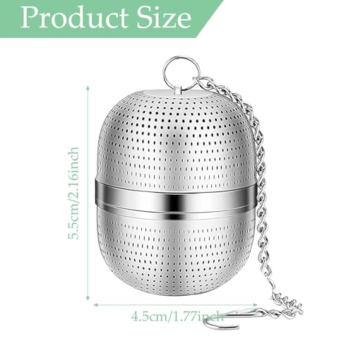 IKEEP Tea Infuser for Loose Tea, Stainless Steel Tea Ball Infuser with Chain, Tea Ball Strainers Mesh Tea Infuser for Loose Leaf Tea, Herbal Tea, Mugs Teapots